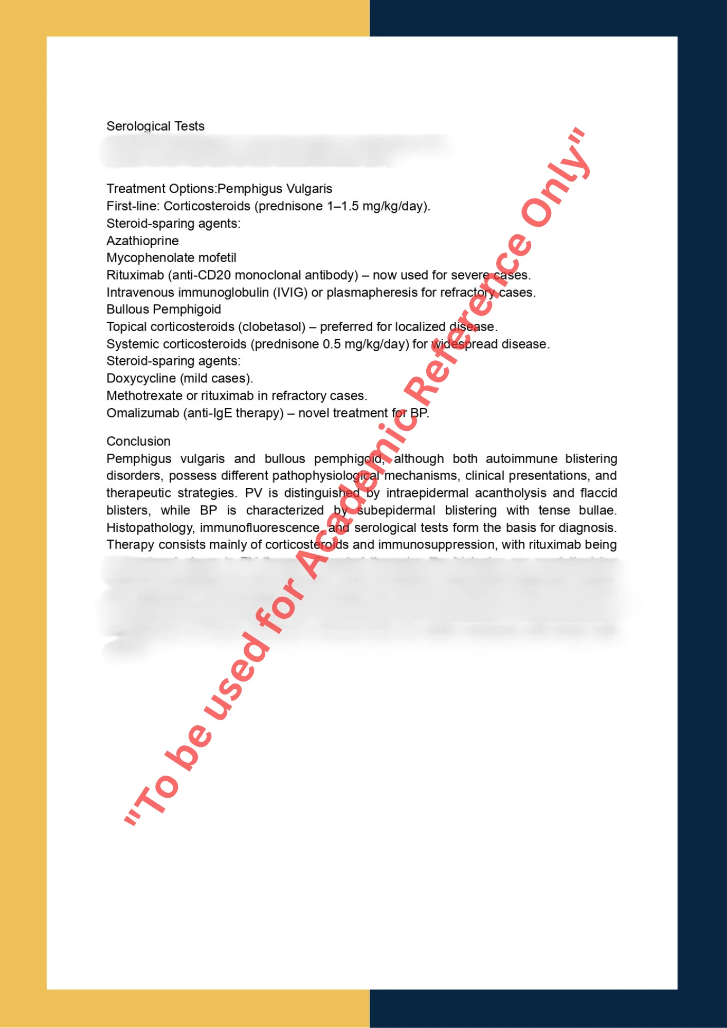 Assignment Sample Solution of DERM 501- Clinical Dermatology 2